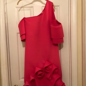 Pink ruffle scuba dress